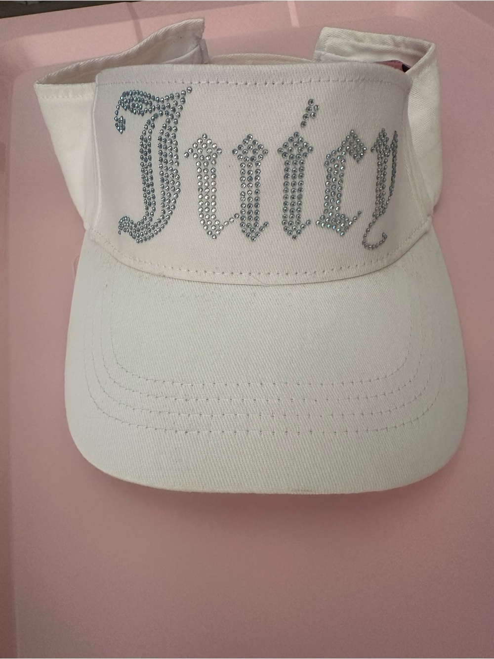 Juicy Couture Rhinestone Logo Y2K Sun Visor White